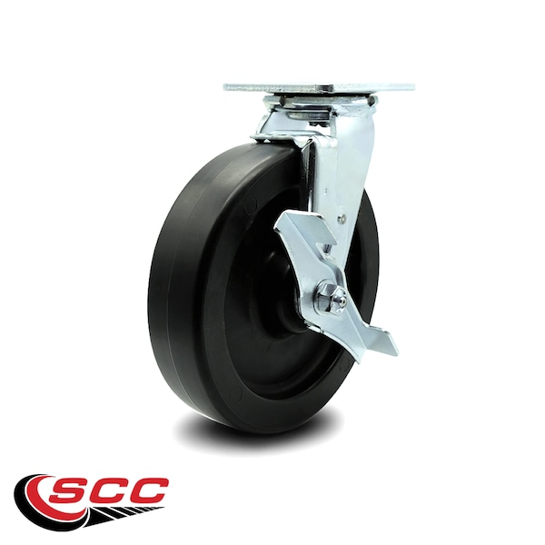 8 Inch Polyolefin Swivel Caster With Ball Bearing And Brake